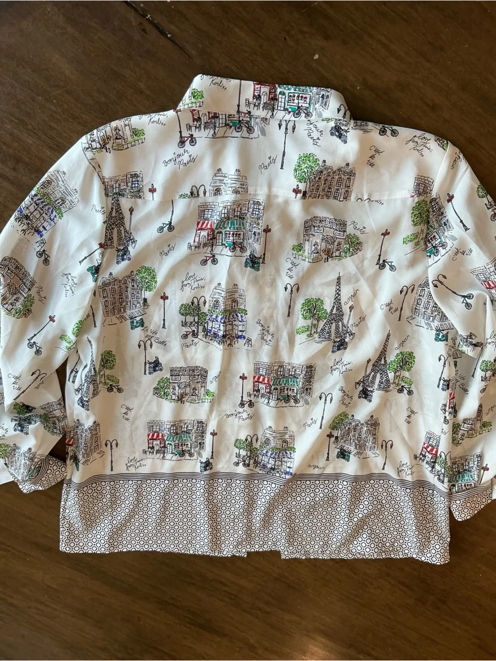 Karl Lagerfeld White Button-Down Shirt with Multicolor Paris Sketch Print - Picture 4 of 4